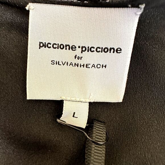 Piccione Piccione by Silvian Heach Black Floral Midi Sleeveless Dress Sz L - Picture 14 of 16